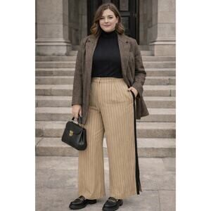 La Ligne x Target Tuxedo Pinstripe Wide Leg Trouser High Rise Dark Academia 1X